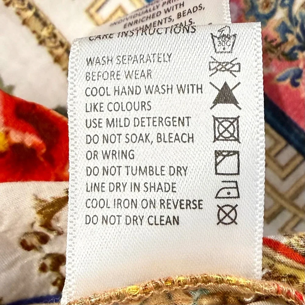 Milla by Camilla Trapeze Maxi Dress Multicolor Silk Cotton Embellished Ruffle 12